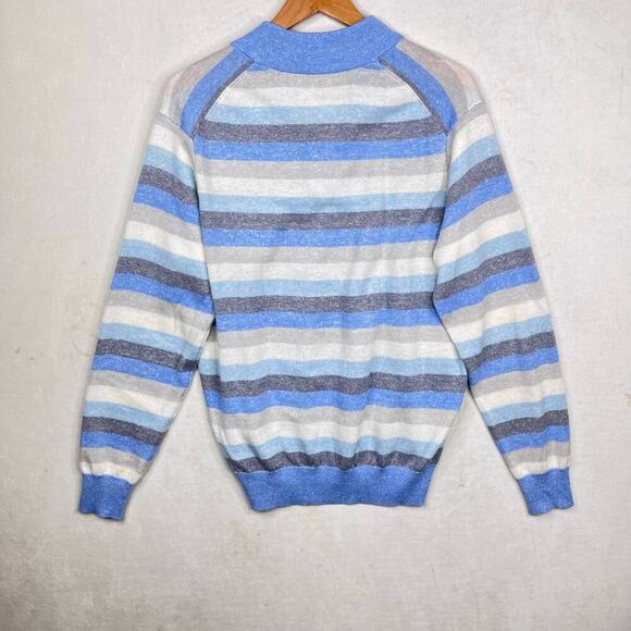 Peter Millar men’s medium blue quarter zip pull over merino wool linen blend - Picture 2 of 7